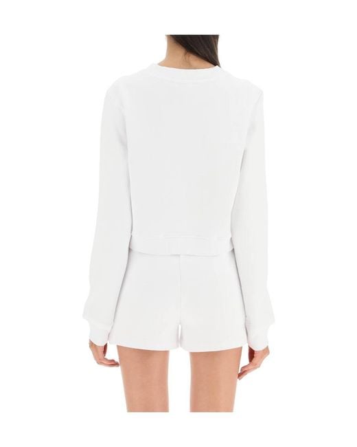 Moschino White Logo-Print Cotton Sweatshirt