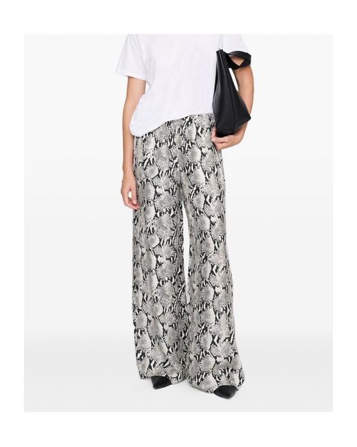 Anine Bing Gray Roslin Printed Trousers