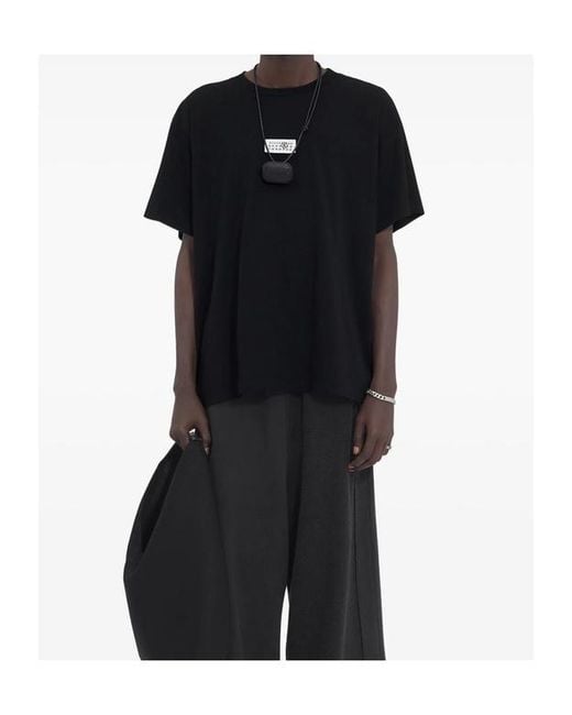 MM6 by Maison Margiela Black Short Sleeved Crewneck T-Shirt for men
