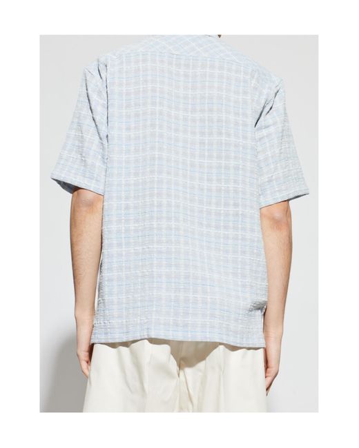 Samsøe & Samsøe Blue Checked-Pattern Chest-Pocket Shirt for men