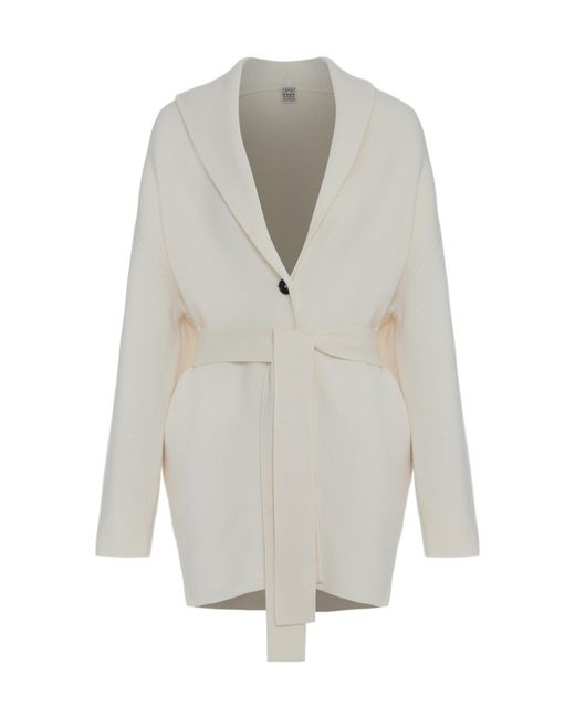 Totême Gray Totême Single-Breasted Belted Coat