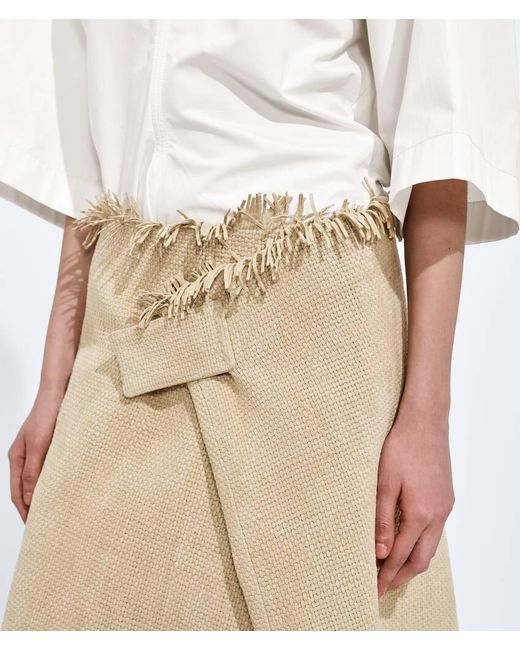 Bottega Veneta Natural Mini Intreccio Suede Leather Skirt