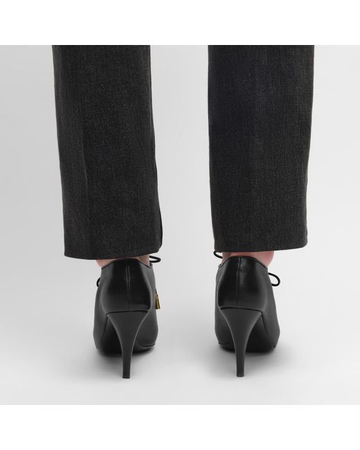 Céline Black Soft Oxford Lace-Up Heeled Ballerina