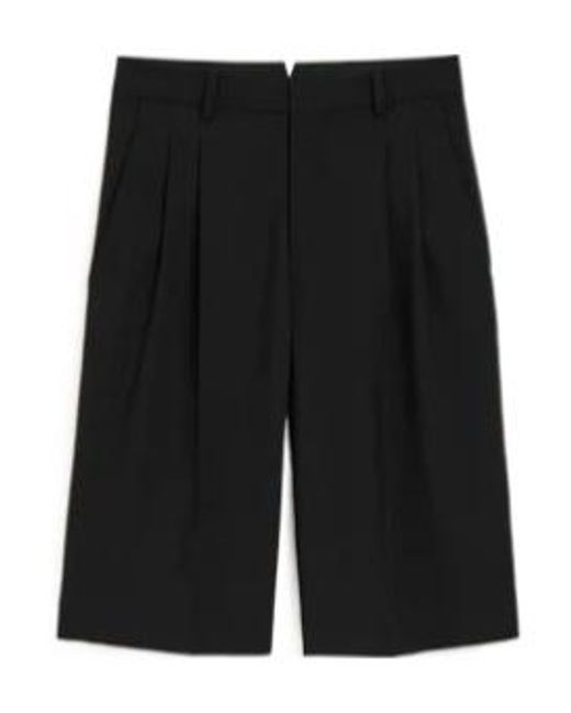 AMI Black Low Waist Wide Bermuda Shorts
