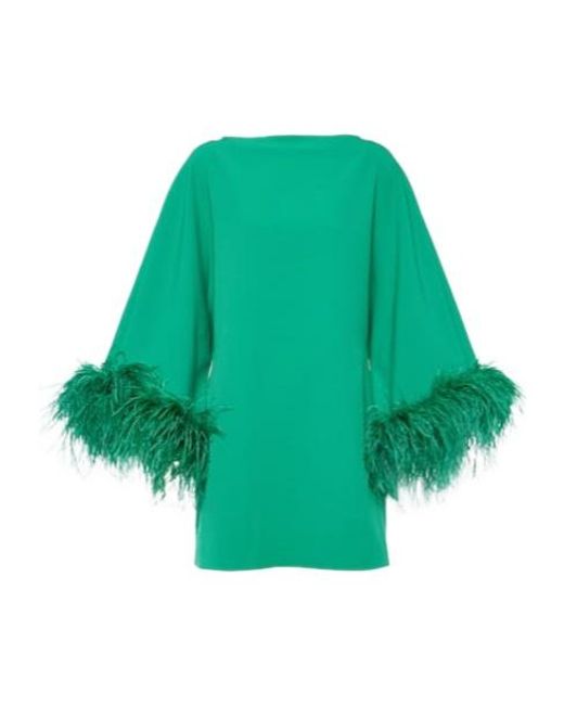 Safiyaa Green Arama Feather-Trimmed Minidress