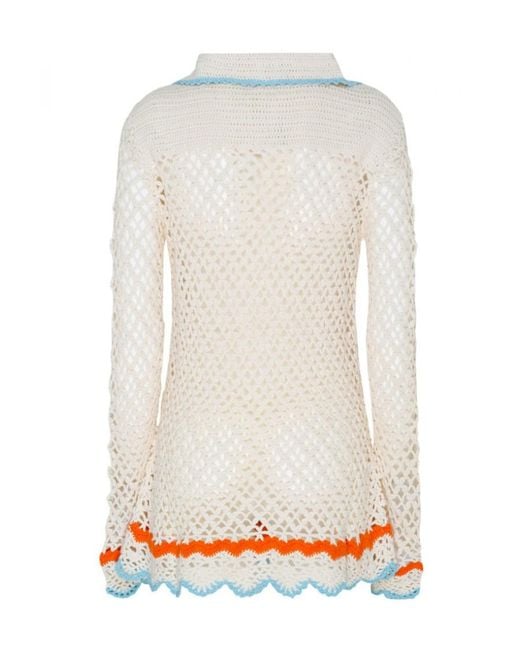 Sportmax White Crochet Effect Knitted Shirt