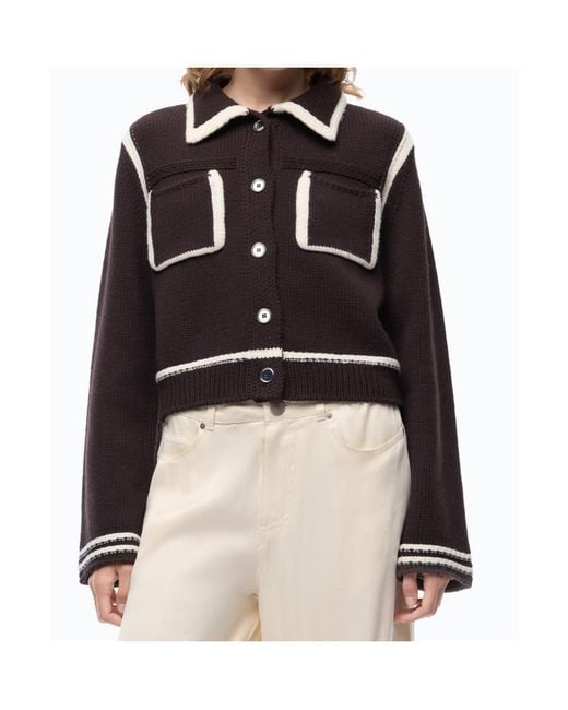 Pinko Black Contrast-Trim Knit Jacket