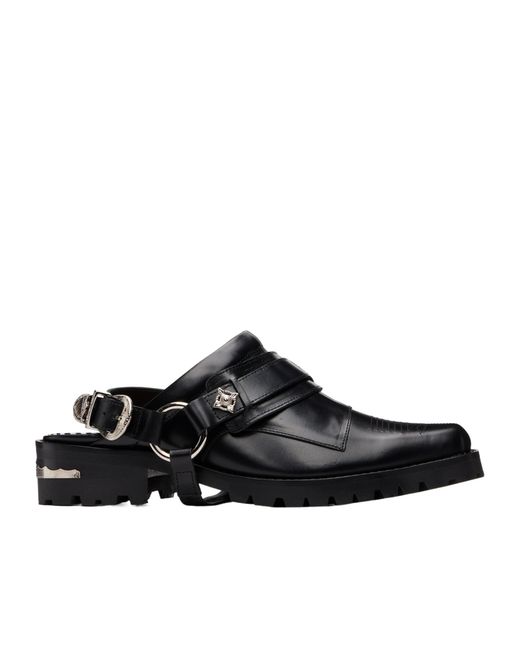 Toga Virilis Black Leather Slip-On Loafers for men