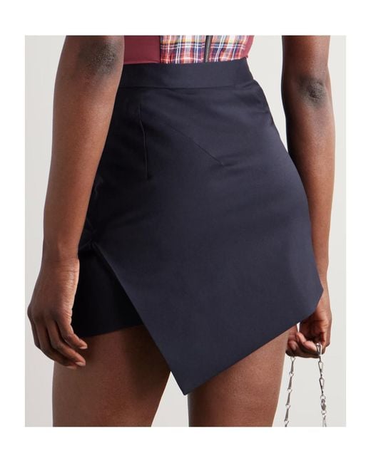 Vivienne Westwood Blue Infinity Asymmetric Wool-Twill Mini Wrap Skirt