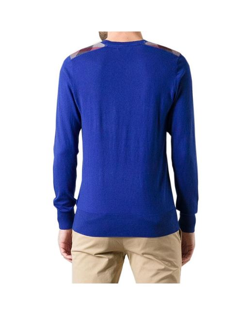Burberry Blue Round-Necked Wool Sweater for men