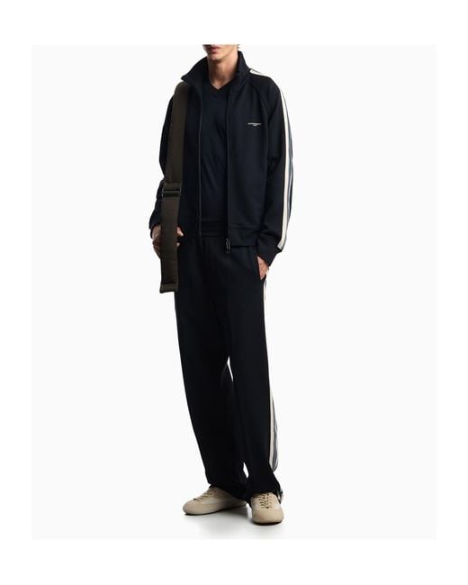 Emporio Armani Blue Logo Detailed Zipped Sweatshirt for men