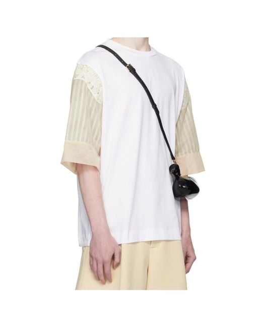 Simone Rocha White Trapped Lace Patchwork T-Shirt for men