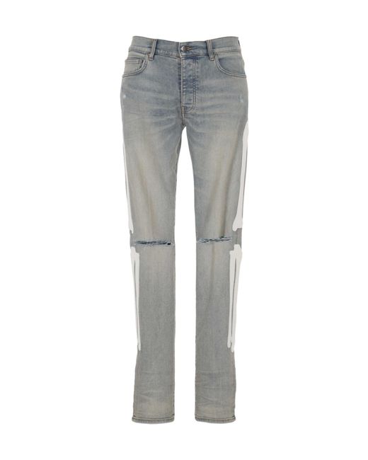 Amiri Gray Denim Trousers With Belt Loops for men