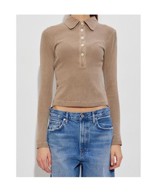 Citizens of Humanity Natural Brea Ribbed Polo Top
