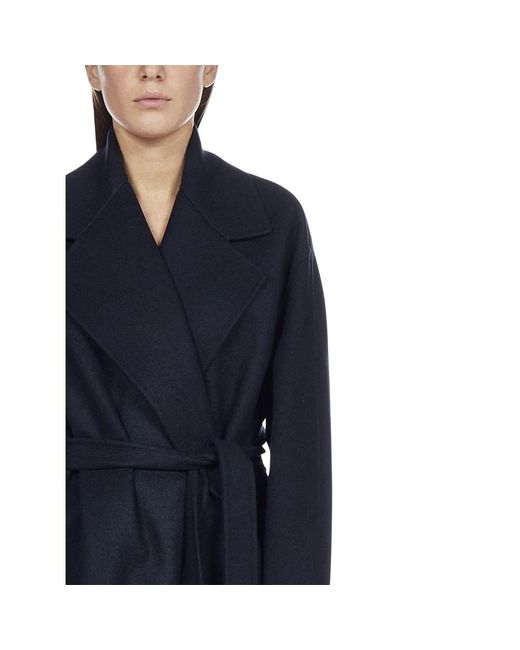Max Mara Blue Doppia Girdle Coat