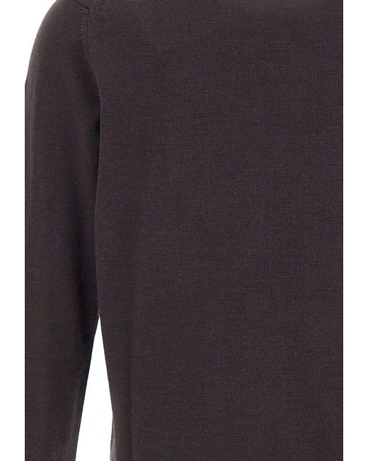 Kangra Cashmere Gray Kangra Crew-Neck Ribbed-Trim Sweater for men