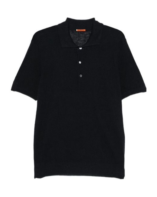 Barena Black Button Knitted Polo Shirt for men