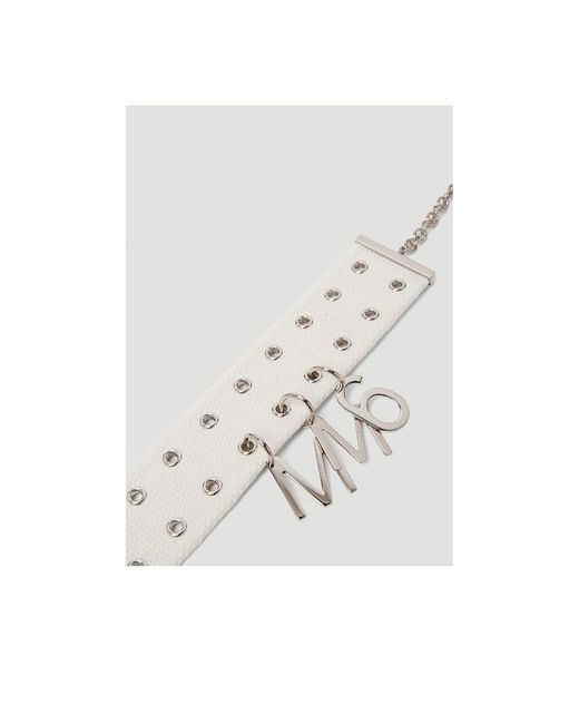 MM6 by Maison Margiela White Logo Pendant Choker Necklace