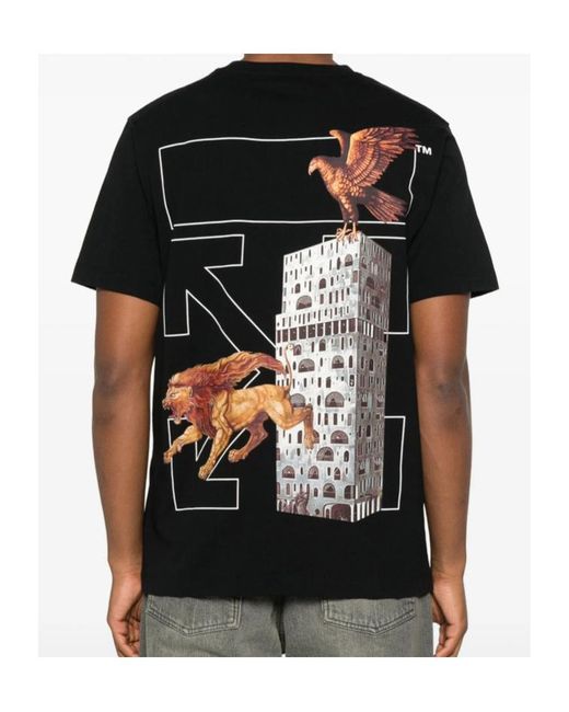 Off-White c/o Virgil Abloh Black Graphic-Print Logo T-Shirt for men
