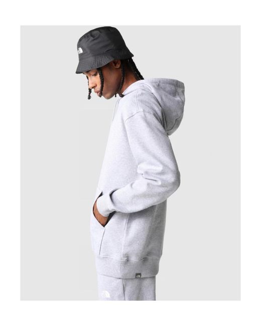 The North Face Gray Logo Embroidered Drawstring Hoodie for men