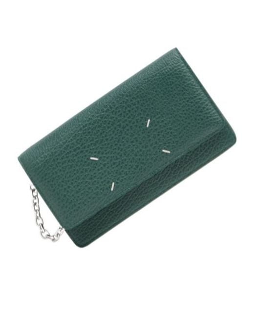 Maison Margiela Green Chain Strap Leather Wallet