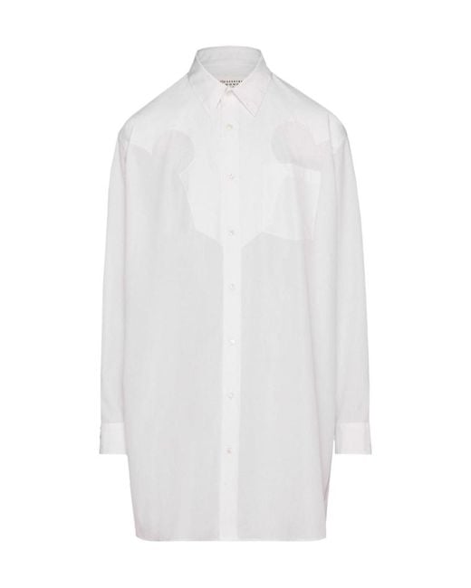 Maison Margiela White Button-Up Mini Shirt Dress