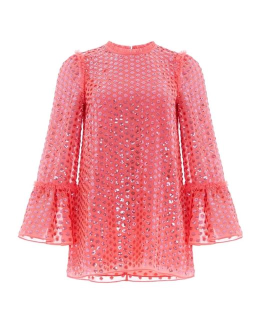 Needle & Thread Red Raindrop Gloss Tunic