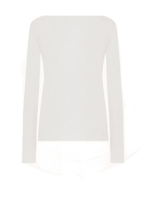 Wolford White Pure Boat-Neck Long-Sleeve Top