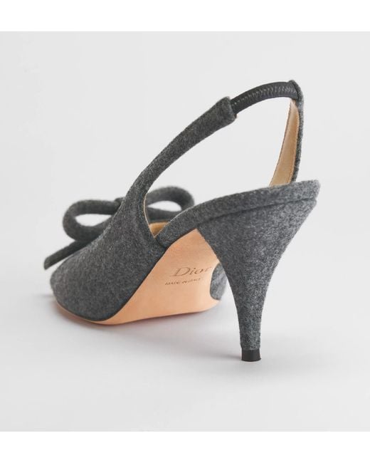 Dior White Bow Heeled Slingback Sandal