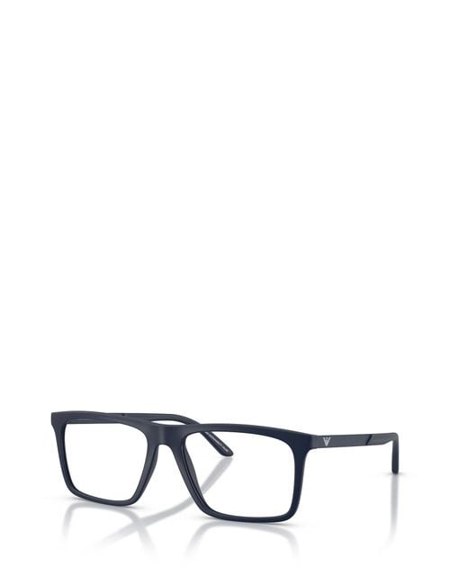 Emporio Armani White Rectangular Frame Glasses for men