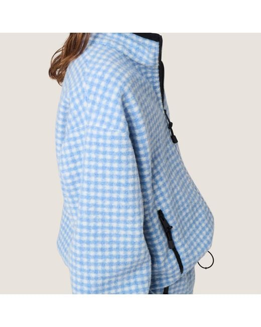 Miu Miu Blue Gingham Check Fleece Jacket