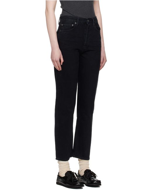 Agolde Black 90's Pinch Waist Cropped Leg Jeans