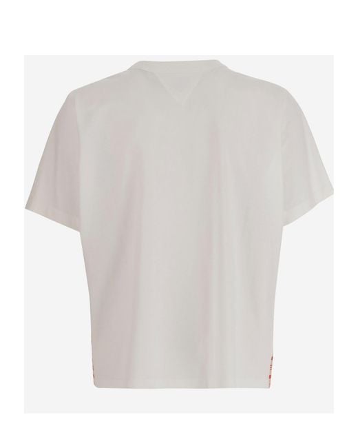 Bottega Veneta White Check Detailed Short Sleeved T-Shirt for men