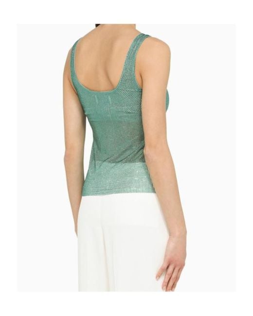 GIUSEPPE DI MORABITO Green Rhinestone-Embellished Tank Top