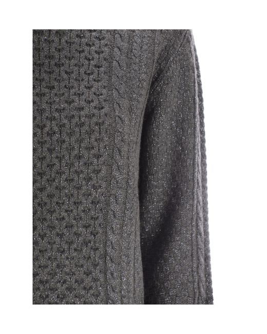 Fabiana Filippi Gray Cable-Knit Embellished Jumper
