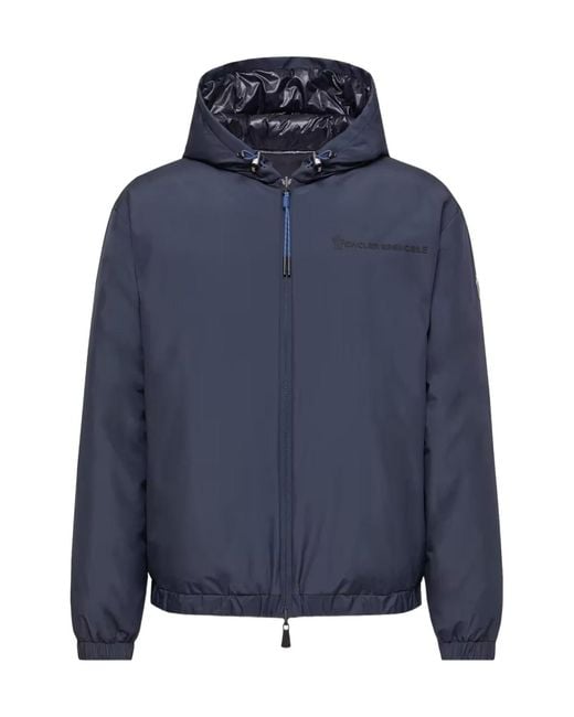 Moncler Blue Grenoble Logo Patch Reversible Jacket for men