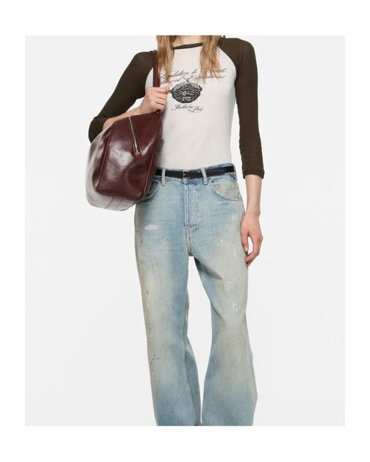 Acne Natural Jersey T-Shirt With Logo