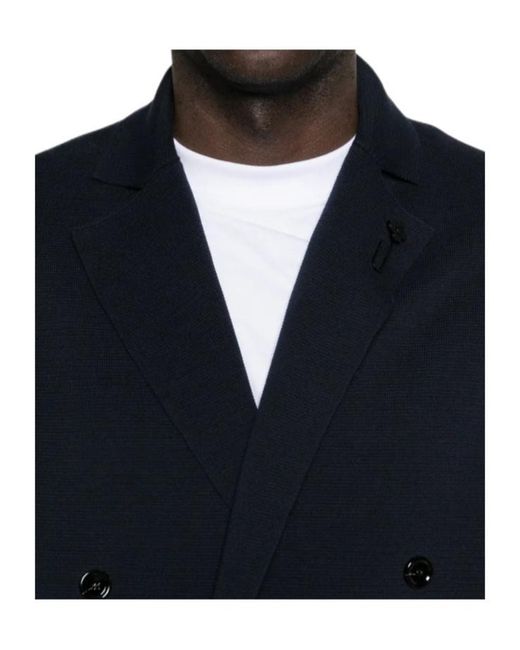 Lardini Black Double-Breasted Pocketed Cardigan for men