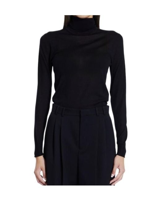Saint Laurent Black Cassandre Turtleneck Long-Sleeved Jumper