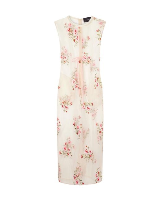 Simone Rocha Natural Embroidered Dress With Bow Decoration
