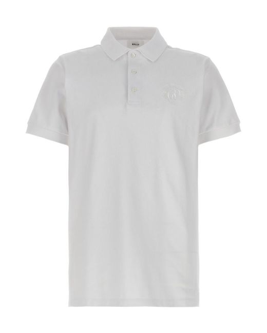 Bally White Polo Shirt With Embroidery for men