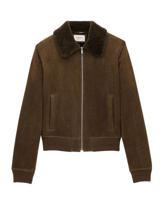 Saint Laurent Brown Suede Bomber Jacket for men