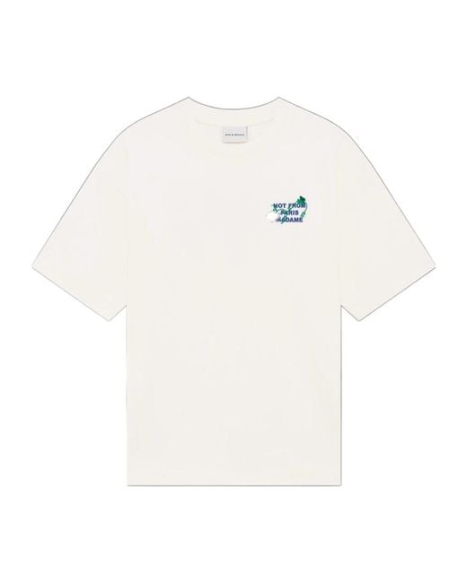 Drole de Monsieur White Vine Embroidered Slogan T-Shirt for men