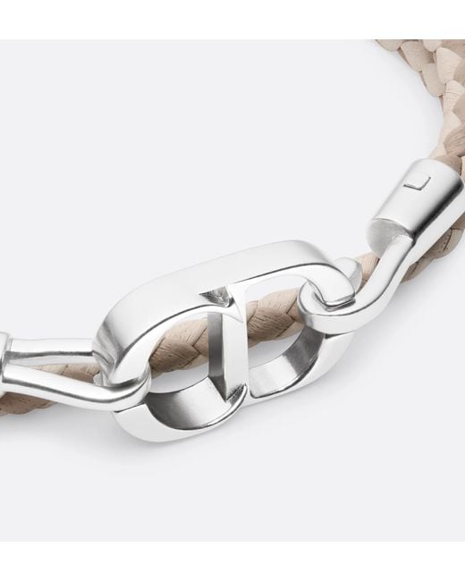 Dior White Cd Icon Woven Leather Double Bracelet for men