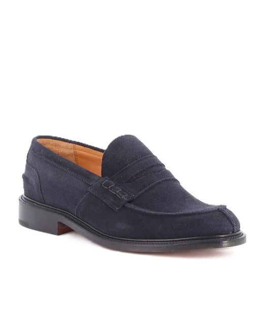 Tricker's Blue Round-Toe Loafers for men