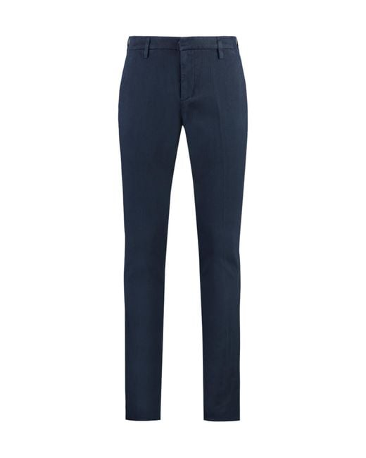 Dondup Blue Belt-Lined Casual Pants for men