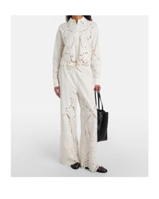 Veronica Beard White Hollow-Out Casual Pants