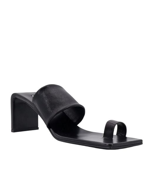 Jil Sander Black Single Toe Strap Mules