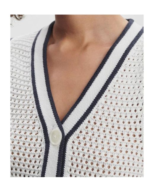 Varley White Sleeveless Knitted Cardigan