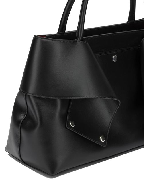 Totême Black Mercer Leather Tote Bag